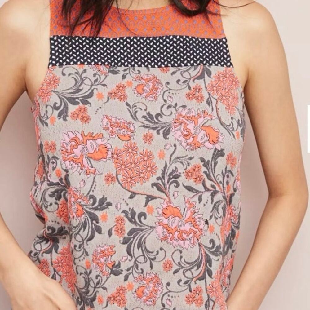 Meadow Rue Anthropologie Poppy Jaquard Tank Small